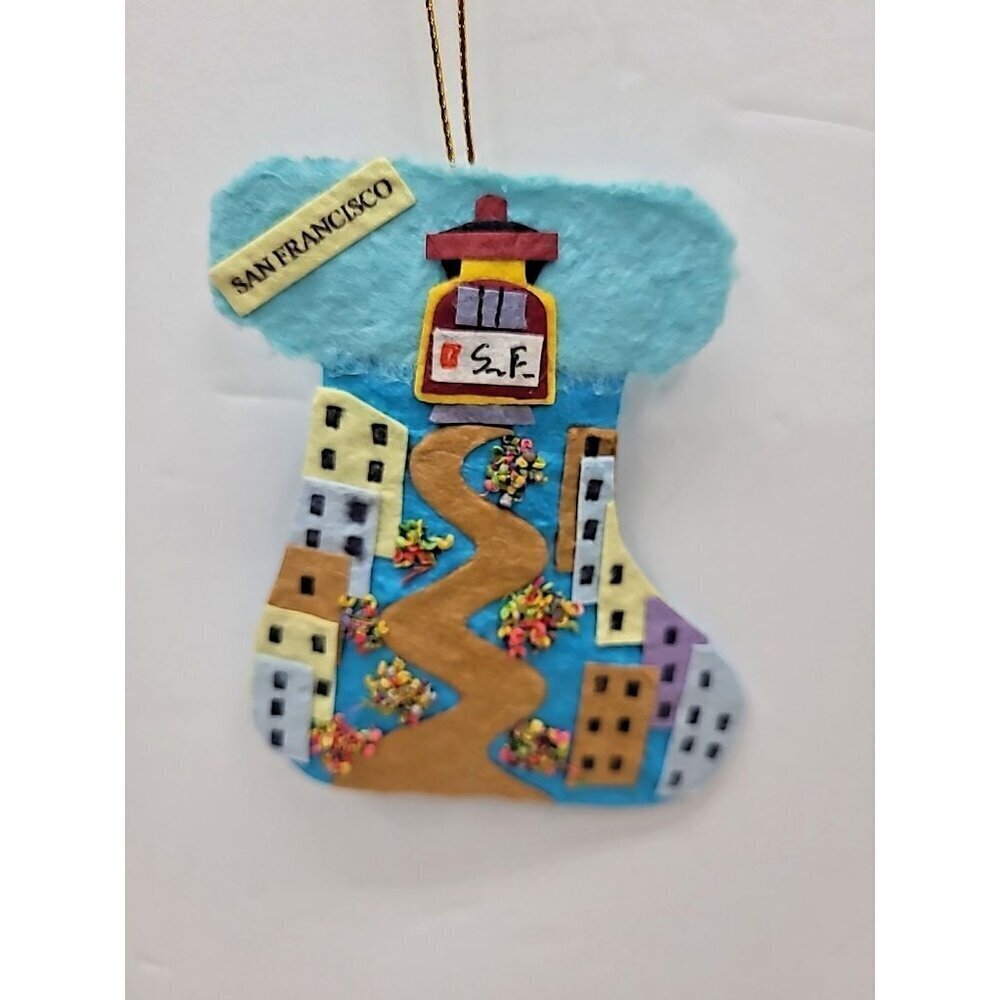 Christmas Stocking Ornament Lombard Street in San Francisco California